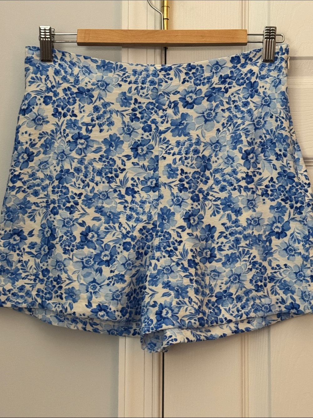 Mango Blue and White Floral Bermuda Shorts